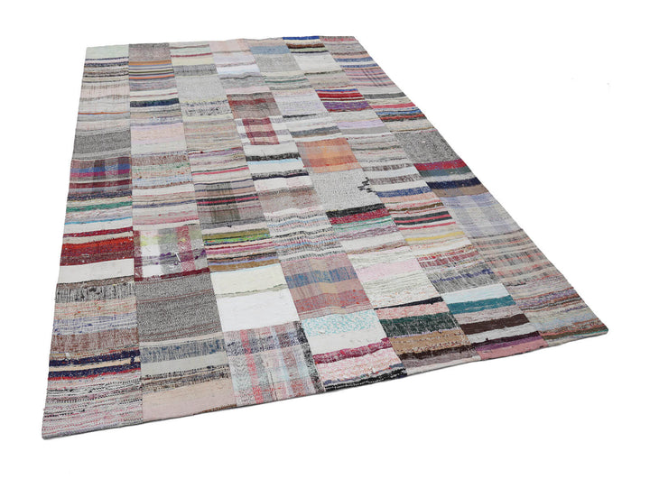 7x10 Beige Kilim Patchwork Rug - 22541