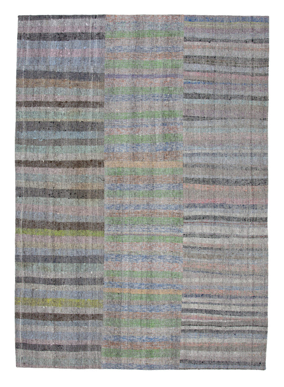 8x11 Grey Kilim Patchwork Rug - 22544