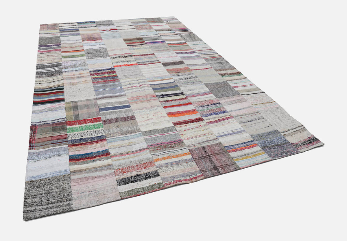 8x12 Beige Kilim Patchwork Rug - 22553