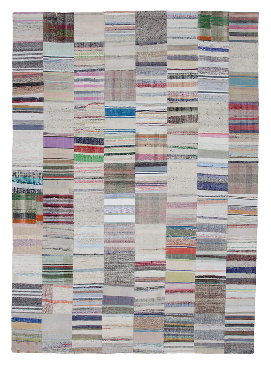 8x11 Beige Kilim Patchwork Rug - 22554