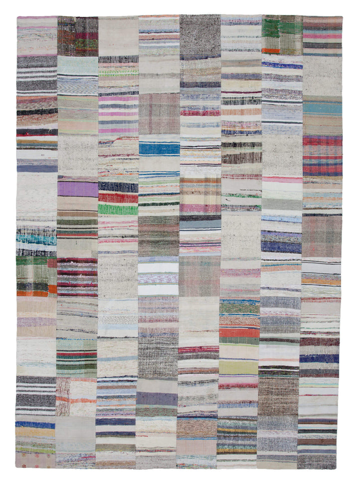 8x11 Beige Kilim Patchwork Rug - 22554