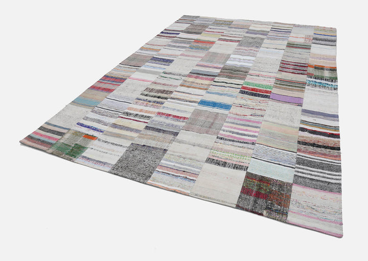 8x11 Beige Kilim Patchwork Rug - 22554