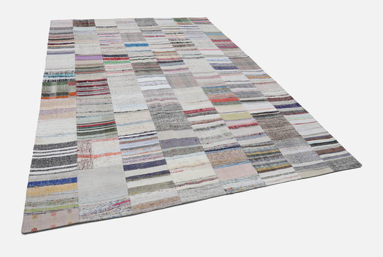 8x11 Beige Kilim Patchwork Rug - 22554