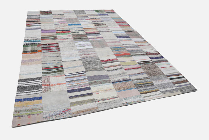8x11 Beige Kilim Patchwork Rug - 22554