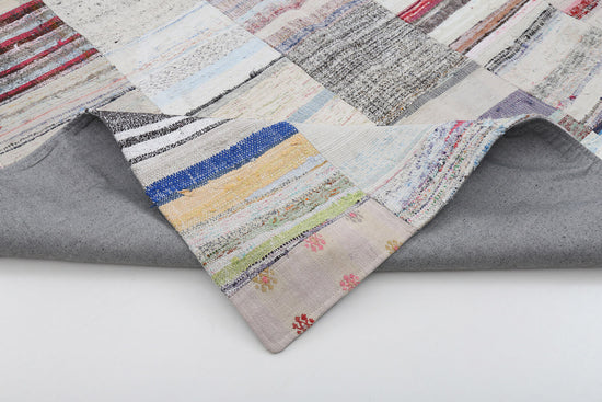 8x11 Beige Kilim Patchwork Rug - 22554