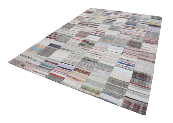 8x11 Beige Kilim Patchwork Rug - 22556