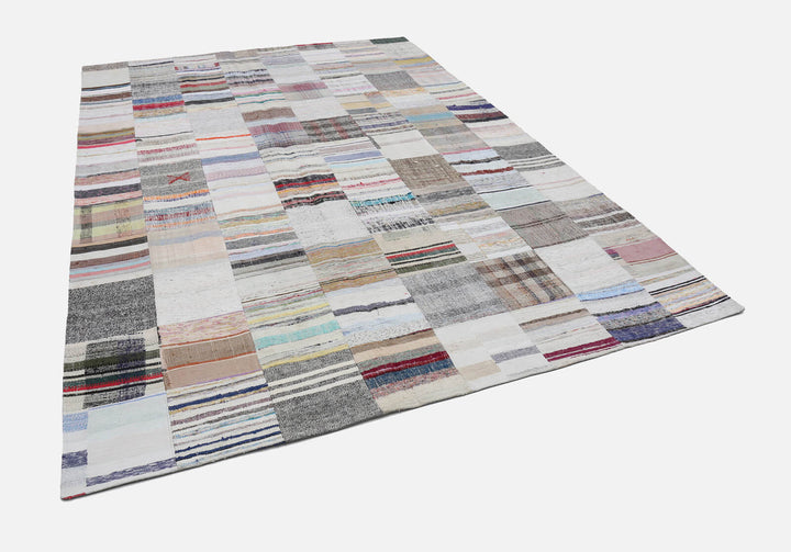 8x12 Beige Kilim Patchwork Rug - 22558