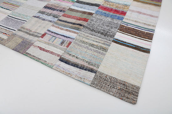 8x12 Beige Kilim Patchwork Rug - 22558