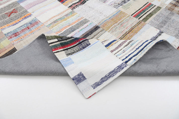 8x12 Beige Kilim Patchwork Rug - 22558