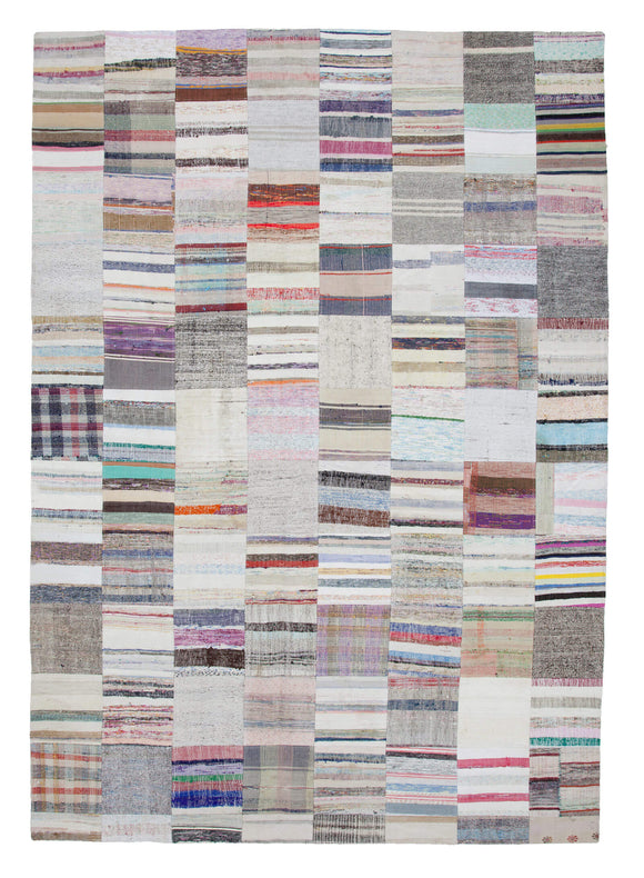 8x12 Beige Kilim Patchwork Rug - 22560