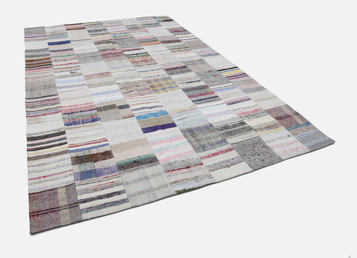 8x12 Beige Kilim Patchwork Rug - 22561