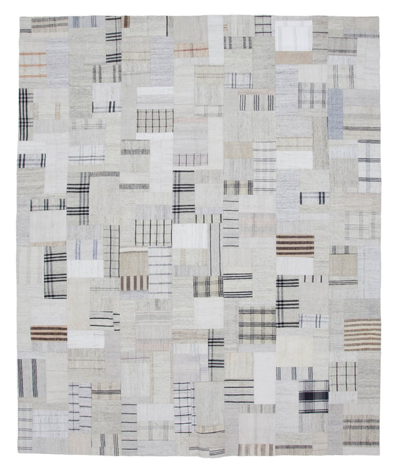 8x10 Beige Kilim Patchwork Rug - 22563