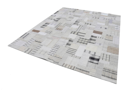 8x10 Beige Kilim Patchwork Rug - 22563