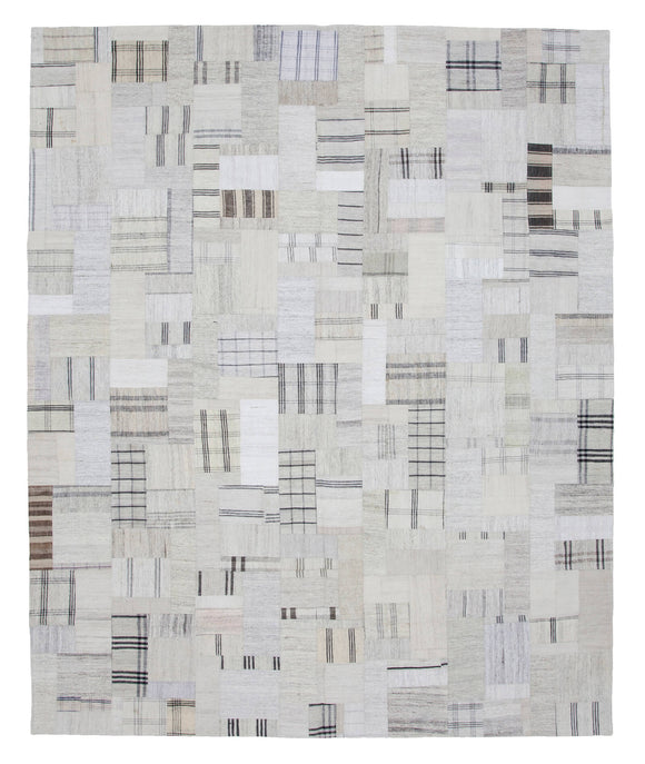 8x10 Beige Kilim Patchwork Rug - 22565