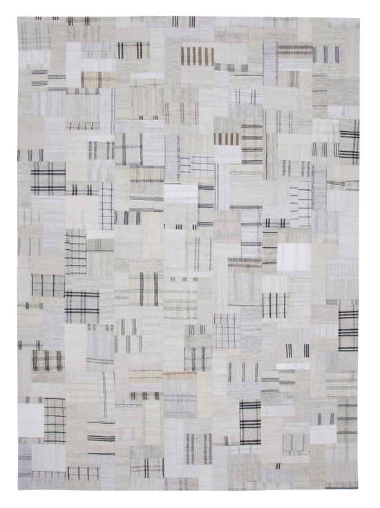 9x12 Beige Kilim Patchwork Rug - 22573