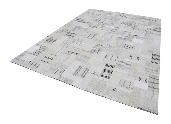 9x12 Beige Kilim Patchwork Rug - 22573