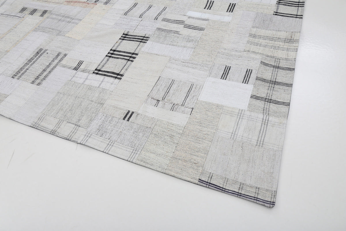 9x12 Beige Kilim Patchwork Rug - 22573