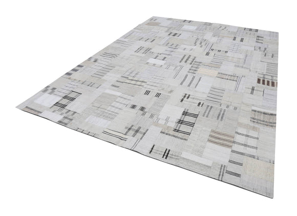 9x12 Beige Kilim Patchwork Rug - 22574