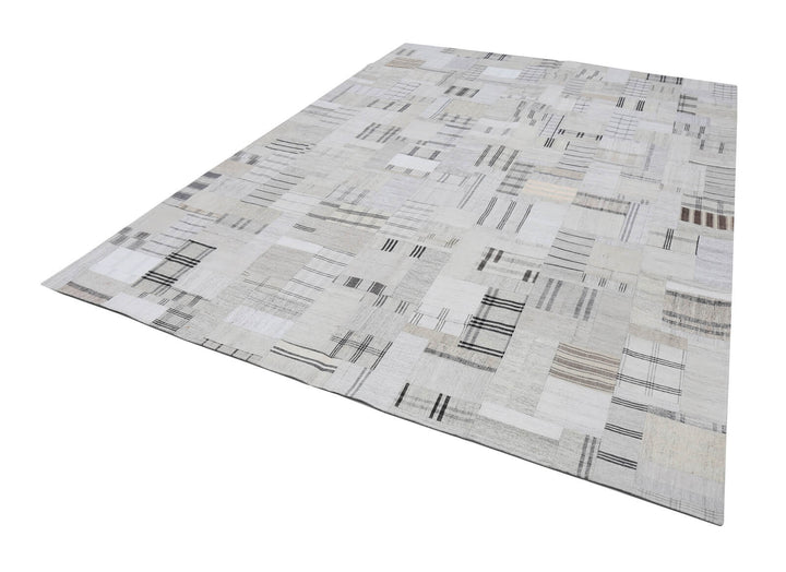 9x12 Beige Kilim Patchwork Rug - 22574