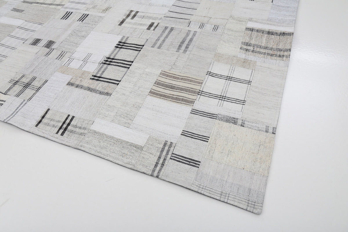 9x12 Beige Kilim Patchwork Rug - 22574