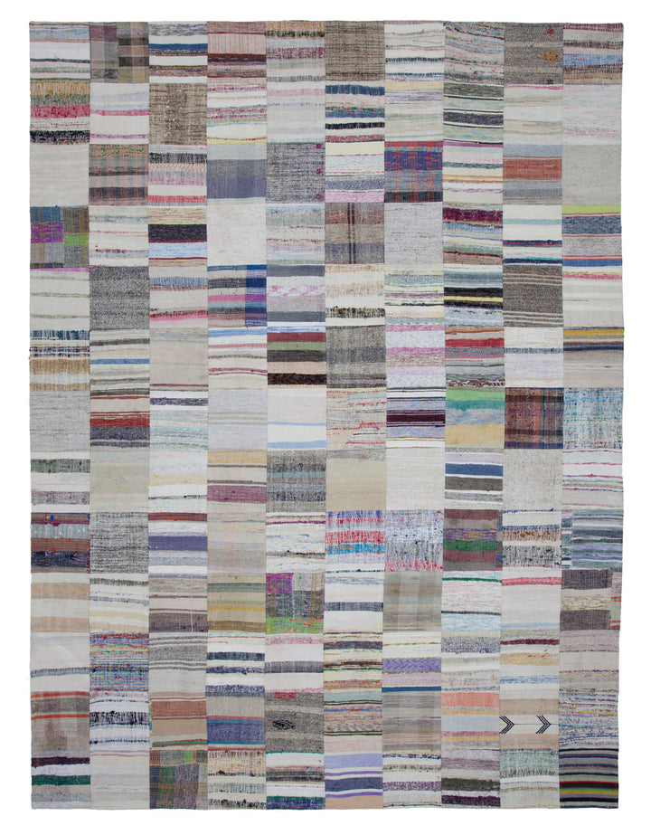 10x13 Beige Kilim Patchwork Rug - 22581