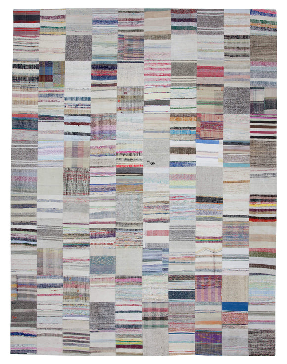 10x13 Beige Kilim Patchwork Rug - 22583