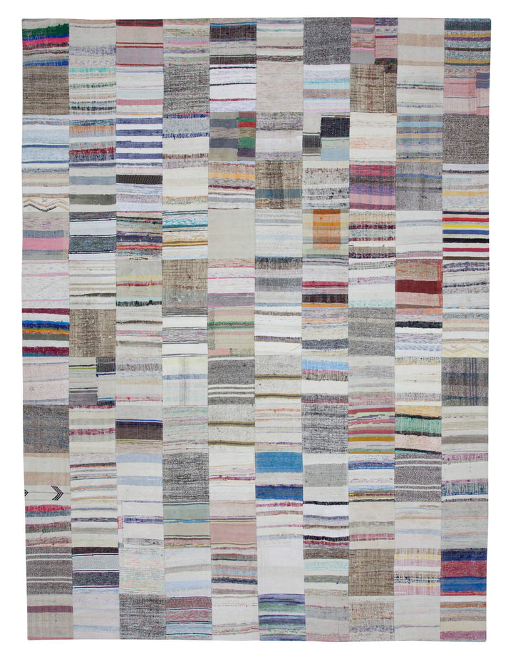 10x13 Beige Kilim Patchwork Rug - 22585