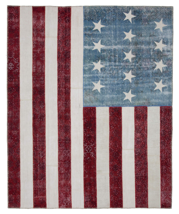 8x10 Usa Flag Patchwork Rug - 22590