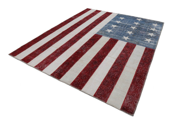 8x10 Usa Flag Patchwork Rug - 22590