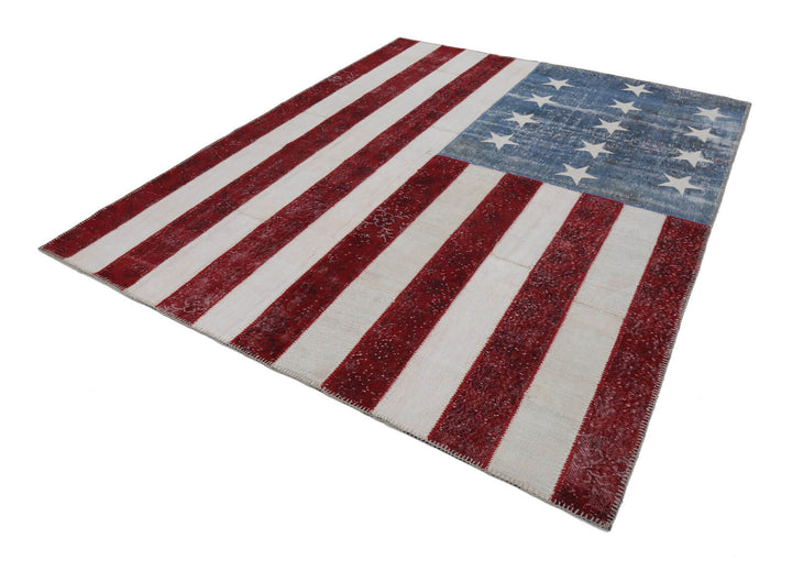 8x10 Usa Flag Patchwork Rug - 22590
