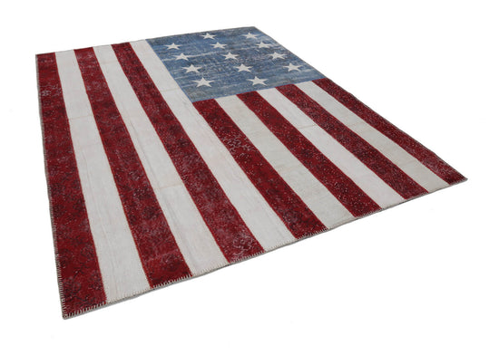 8x10 Usa Flag Patchwork Rug - 22590