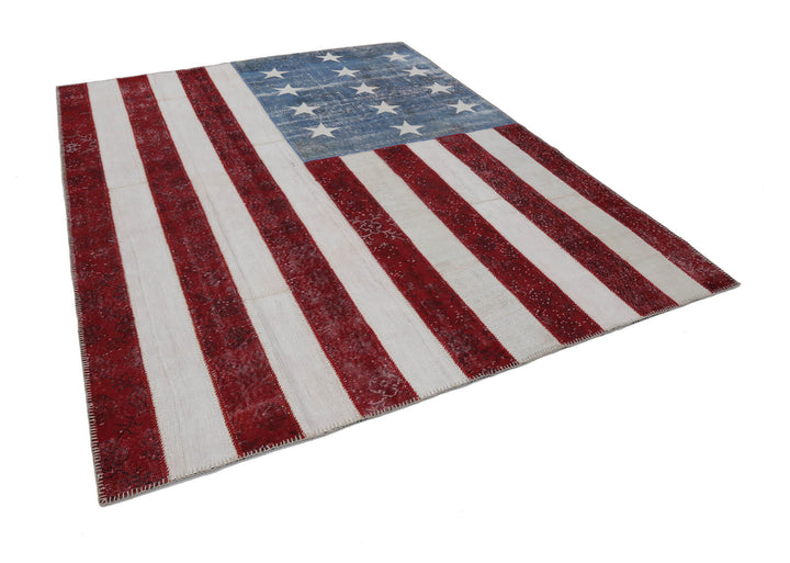 8x10 Usa Flag Patchwork Rug - 22590