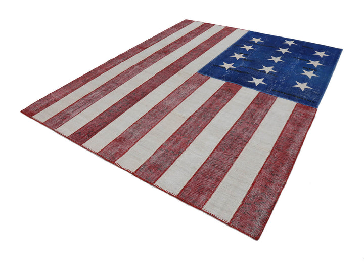 8x10 Usa Flag Patchwork Rug - 22591