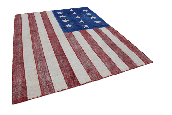 8x10 Usa Flag Patchwork Rug - 22591