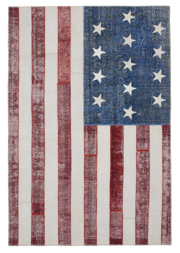 7x10 Usa Flag Patchwork Rug - 22594