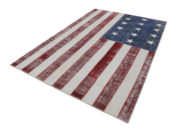 7x10 Usa Flag Patchwork Rug - 22594