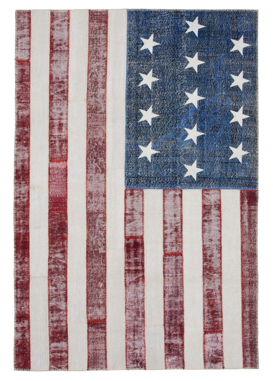 7x10 Usa Flag Patchwork Rug - 22595