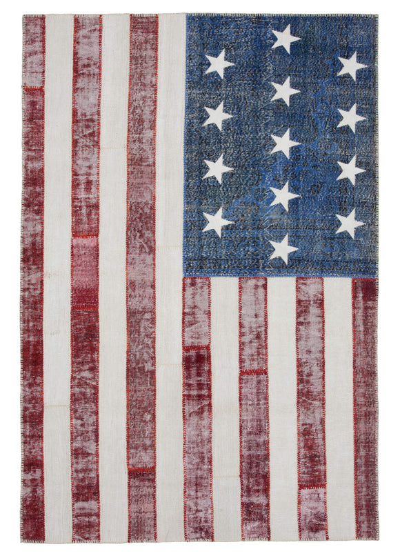 7x10 Usa Flag Patchwork Rug - 22595