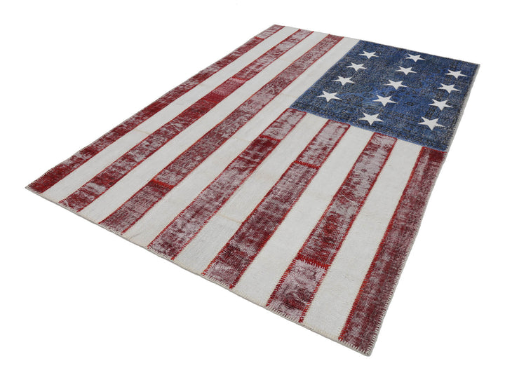 7x10 Usa Flag Patchwork Rug - 22595