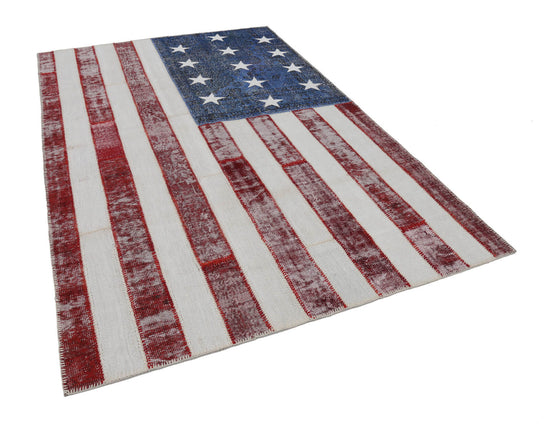 7x10 Usa Flag Patchwork Rug - 22595