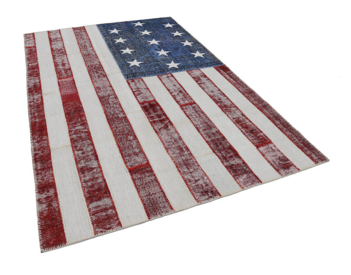 7x10 Usa Flag Patchwork Rug - 22595