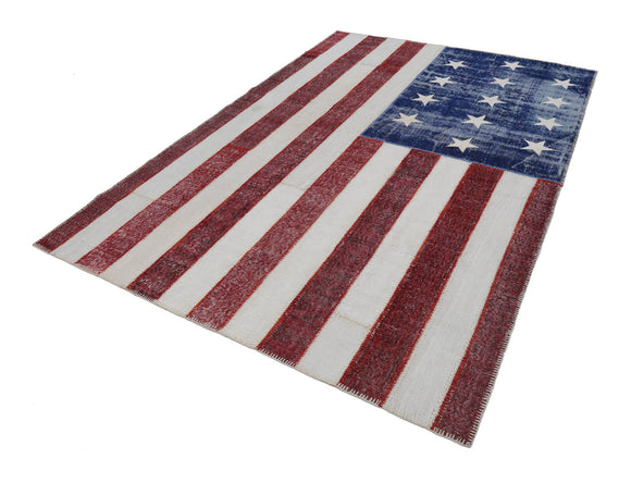 7x10 American Flag Patchwork Rug - 22597
