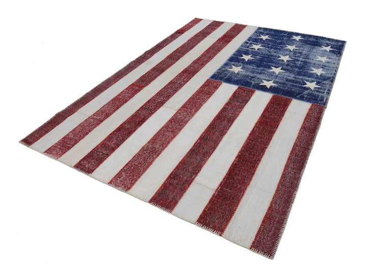 7x10 American Flag Patchwork Rug - 22597