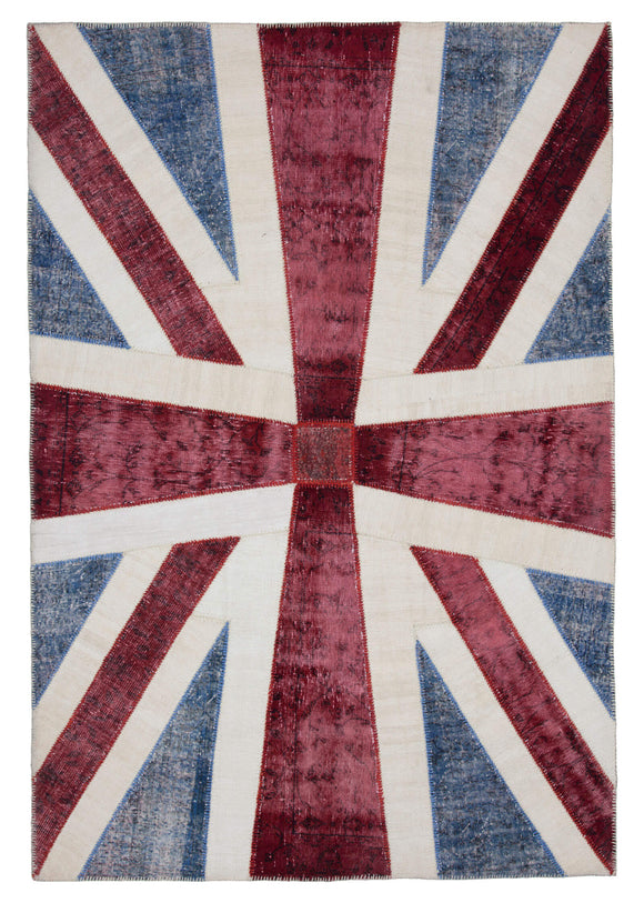 7x10 British Flag Patchwork Rug - 22605