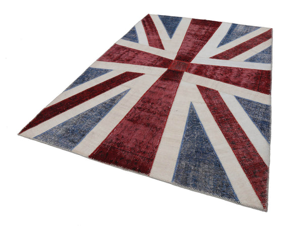 7x10 British Flag Patchwork Rug - 22605