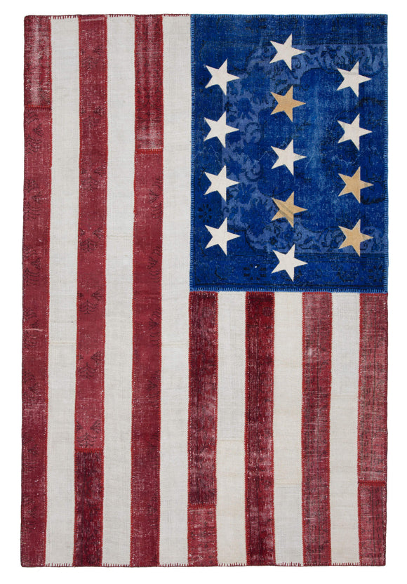 6x10 Usa Flag Patchwork Rug - 22612