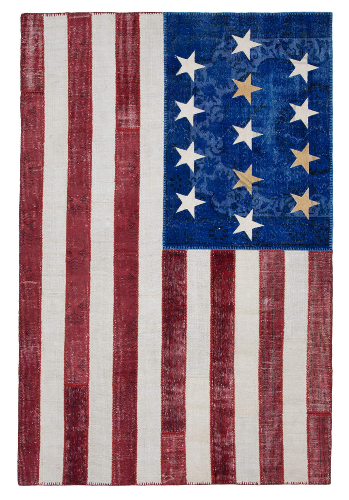 6x10 Usa Flag Patchwork Rug - 22612