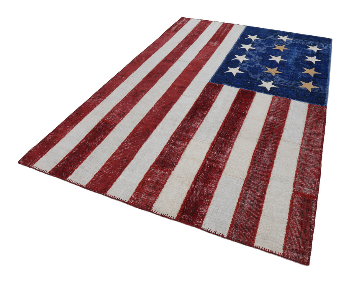 6x10 Usa Flag Patchwork Rug - 22612
