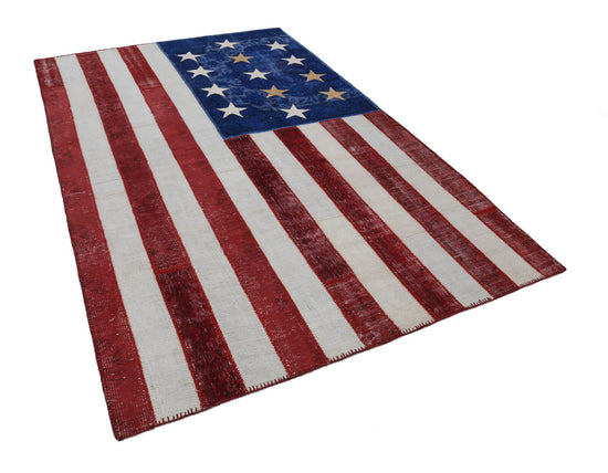 6x10 Usa Flag Patchwork Rug - 22612