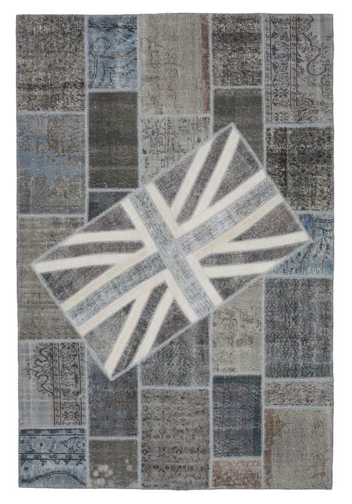 7x10 British Flag Patchwork Rug - 22616
